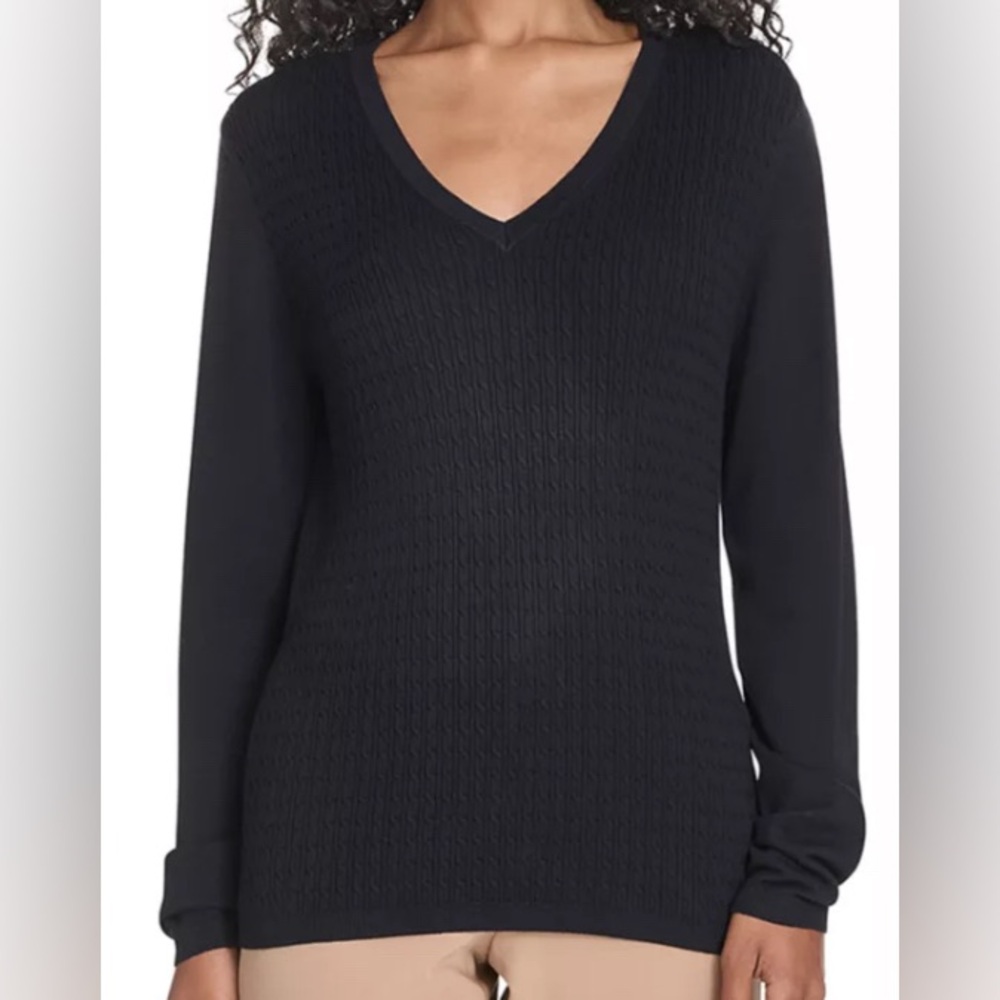 Tommy Hilfiger Womens Navy Cable Crew Neck Sweater